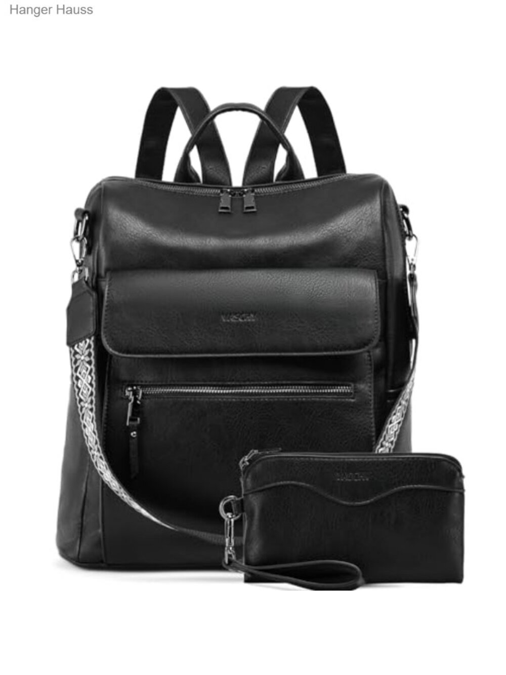 Large Vegan Leather Backpack Purse for Women Convertible Handbag with Guitar